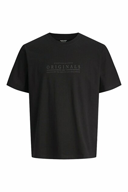 Jack & Jones Bisiklet Yaka Siyah Erkek T-Shirt 12273217_JCOTARMAC