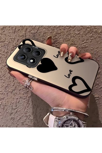 Redmi Note 14 Pro 5g Compatible Silicone Edge Hard Back Anti-Fall Phone Case Heart Pattern
