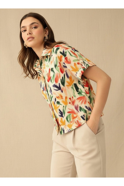 Printed Cropped Shirt