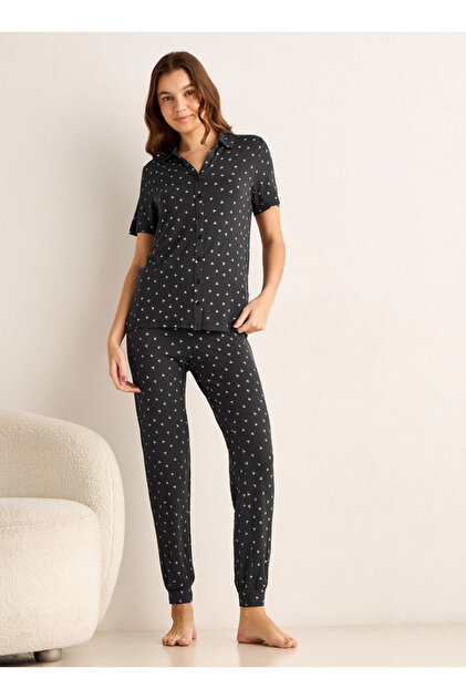 Pyjama Set Button-Down Shirt and Pants Modal