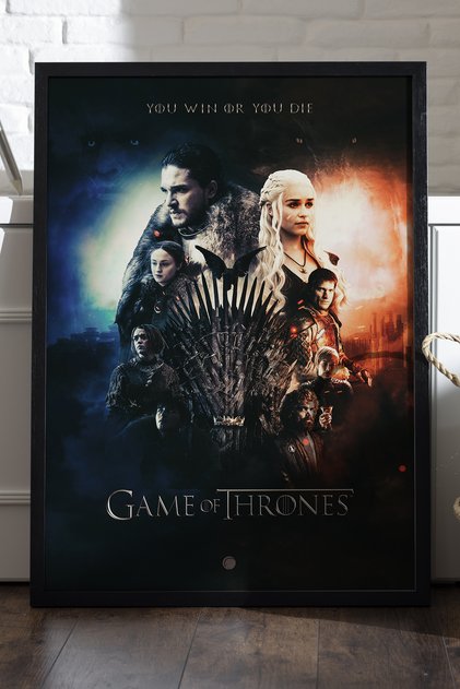 Game of Thrones Siyah Ahşap Çerçeveli Poster, Dekoratif Dizi Duvar Tablosu