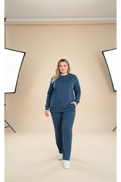 Plus Size Flexible Comfortable Stylish Casual Use Straight Leg Elastic Waist Double Pocket Women's Tracksuit Set