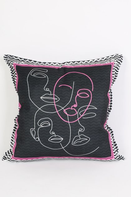 Patterned White Suede Pillow/Cushion Cover with Zipper 48X48 cm
