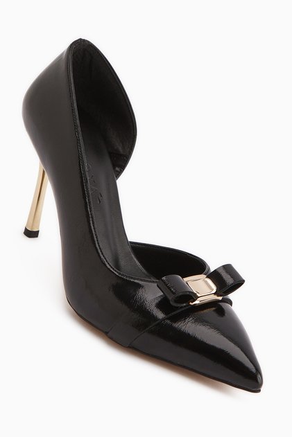 Henny Black Bow Detailed Thin Heeled Women's Shoes