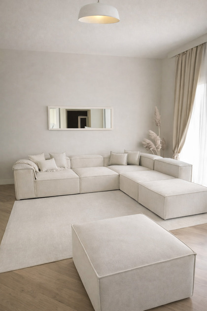 Haliloğlu Relax Soft 6 Modül Köşe Takımı (Krem) Babyface 03, (2