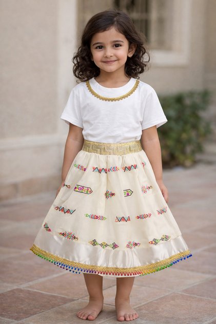 Children's Jalabiya - Two Pieces جلابية تنورة اسود اطفال من قطعتين