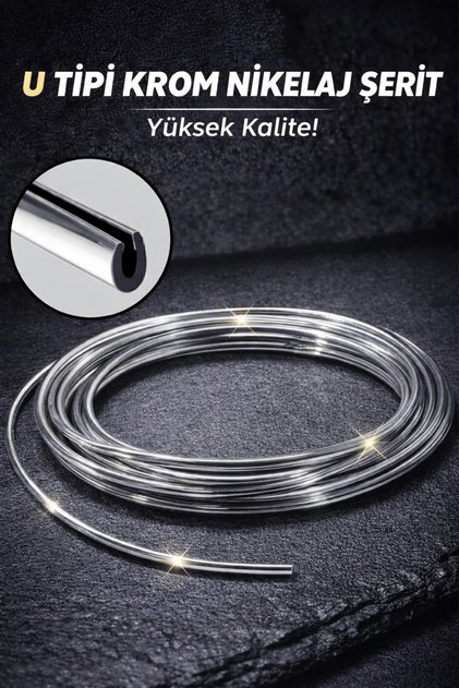 RENAULT Fluence 8 Metre U Tipi Geçmeli Krom Nikelaj Çıta Elkamet Parlak Oto Kapı Koruma