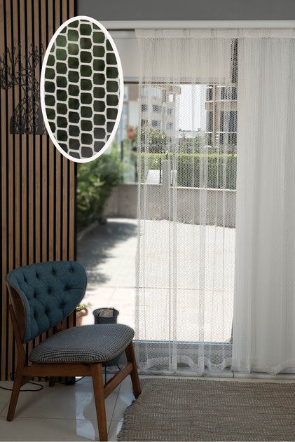 Patiproof ™ Pet-Friendly, Wrinkle-Resistant, White, Thick, Stylish Tulle Curtain, 1/2.5 Pleat, Living Room, Kitchen