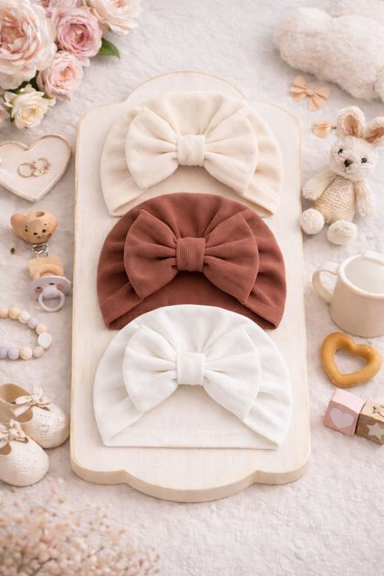 Bow-Tie Baby Bonnet Set of 3