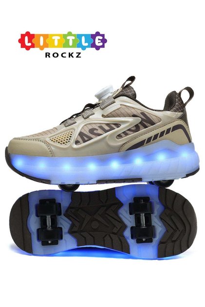 Kids Four Wheel Roller Shoes Rechargeable LED Flash Light Sneaker Skate Heelys Shoes Br