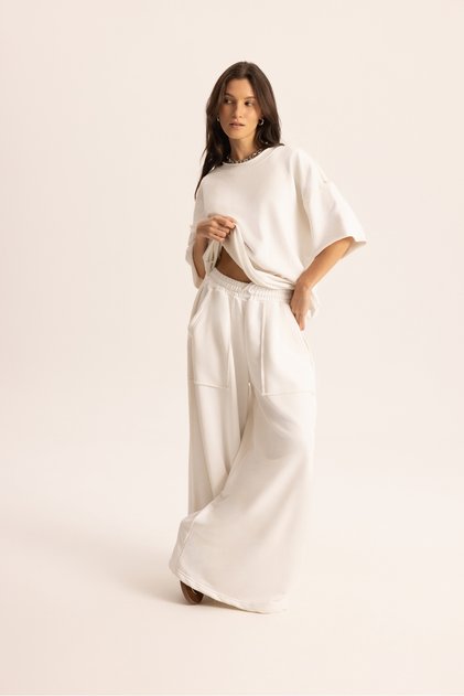 Flex White Oversize T-Shirt Tracksuit Set