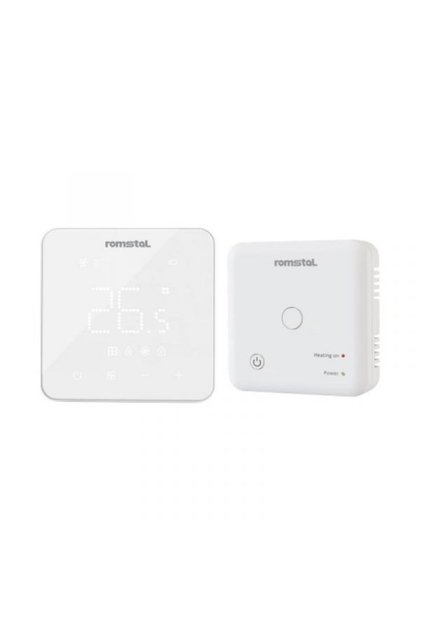 Termostat digital pentru centrala, cu RF, Romstal EcoHeat 300, Alb, WT-76, neprogramabil, de perete, Alimentare cu baterii