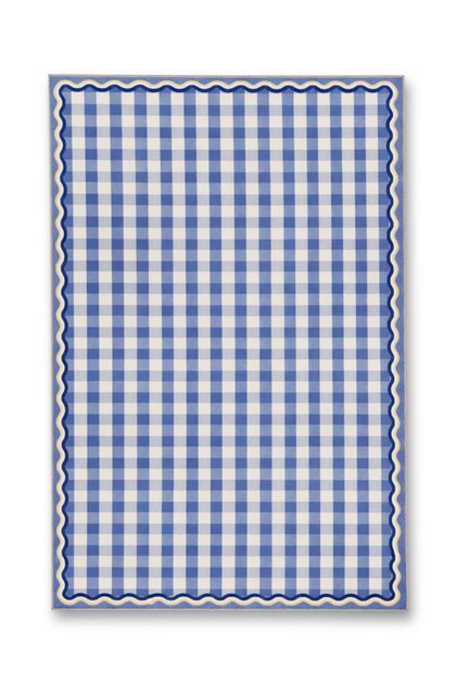 Sdt Blue Checkered Detailed Woven Base Modern Decorative Carpet Sdt265