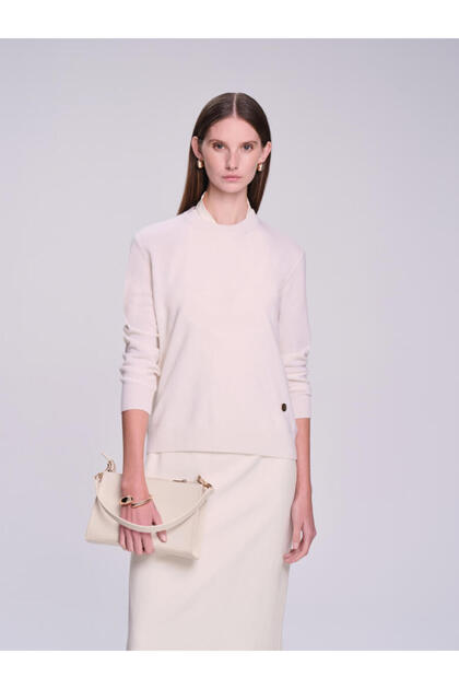 Saykı Woman Regular Fit 100% Cashmere Ecru Sweater
