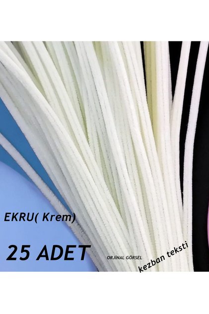Şönil 1.Cİ Kalite Tüylü dekoratif Tel 30 cm-25 adet EKRU (Krem)