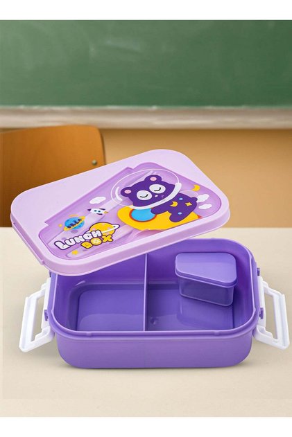 750ml Kids Lunch Box with 4 Compartments, Bento Box with Spoon for Kids & Toddlers Purple