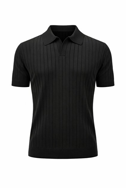 Plus Scorpion Erkek Polo Yaka Slim Fit Triko Tişört Dikey Çizgili