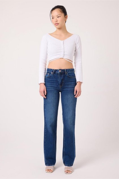 Uca Jean Women's High Waist Straight Leg Blue Jean Pants