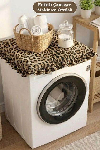 Vintage Ruffled Washing Machine Cover - Dowry Decorative Bathroom Machine Cover