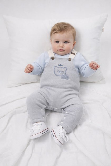 100% Cotton Baby Boy Long Sleeve Seasonal Salopet Double Set