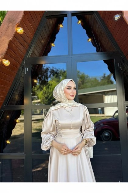 Saten abiye çapraz bağlamalı abiye