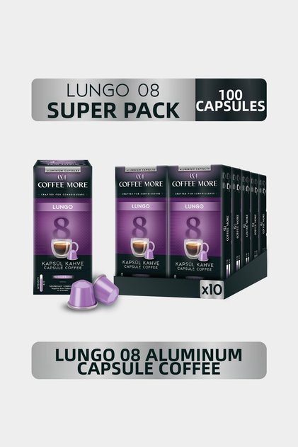 8 Lungo Capsule Coffee 10 X 10 Packs (100 Pieces) Nespresso Compatible