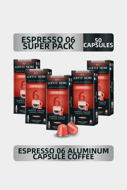 6 Espresso Capsule Coffee 10 X 5 Packs (50 Pieces) Nespresso Compatible