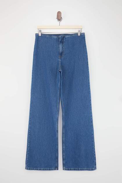 Teen Mavi DÖKÜMLÜ Tencel Karışımlı Bel Detaylı Normal Bel Wide Leg Jeans TWOSS26JE00185