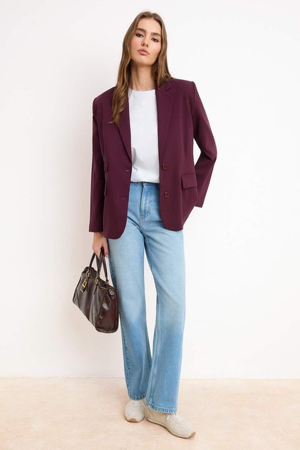 Trendyolmilla Wardrobe Essentials – Mürdüm Cep Detaylı Blazer Ceket | TWOSS26BC00011