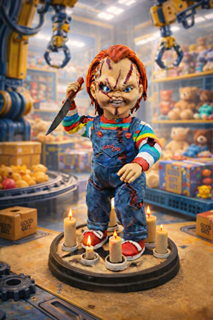 Child’s play (chucky) 超レア 3D Chucky - Child's Play Korku Filmi Figürü - 17cm - Premium