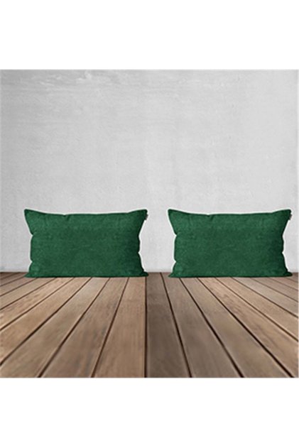 2-Piece Velvet Textured Throw Pillow Cover Green