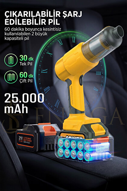 EN SİGA Ultra Çekim Güçlü Çantalı Araç Temizleme Süpürgesi 25.000