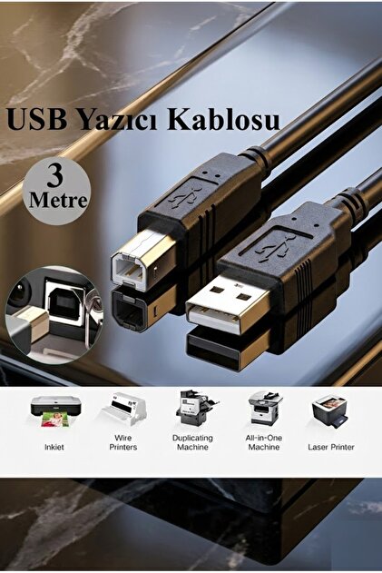 Derwell Usb Yüksek Hızlı 2.0 A-b Erkek Kablosu Canon Brother Hp