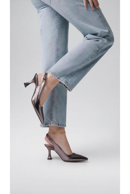 Large Size Women's Stiletto 41-42-43-44- Smoked Leather