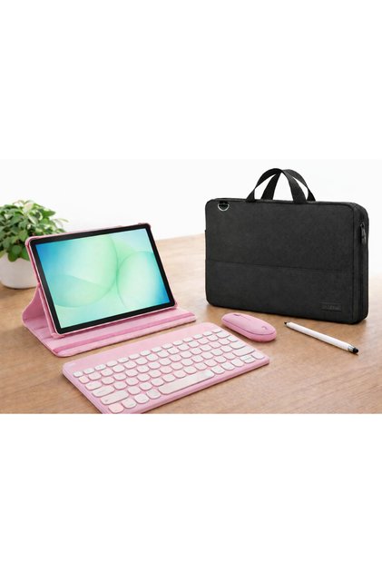 Galaxy Tab A11+ Plus 6gb 128gb 11'' Uyumlu Tablet+pembe Kilif+rose Kalem+pembe Klavye+mouse+Çanta