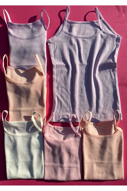Girl's Corded Cotton Flexible Undershirt with 6 Rope Straps