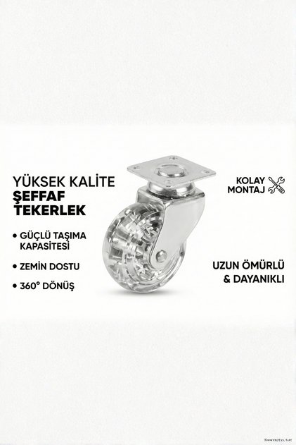 Şeffaf Makaralı Tablalı Mobilya Tekeri