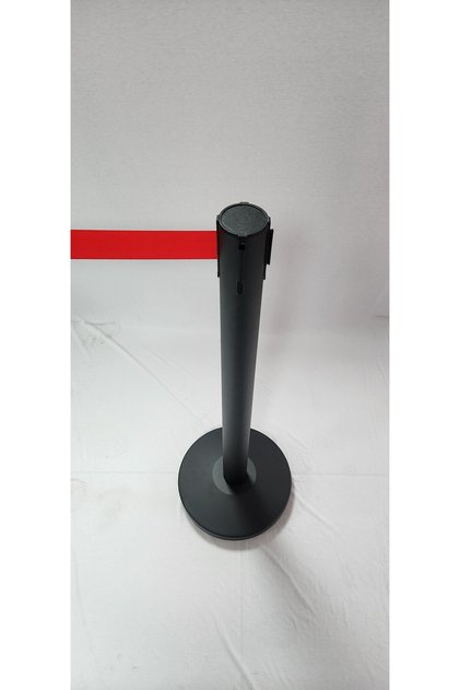 Black / Black Ribbon Barrier with 3m Ribbon, Ribbon Color Red, Parachute Fabric, Stainless Steel