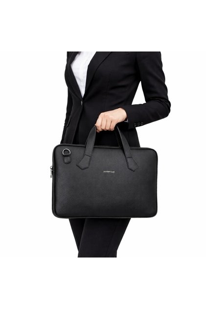 Women's Black Briefcase 13.6 Inch Laptop Bag
