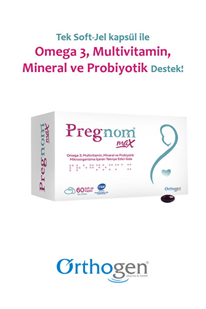 Orthogen Pregnom Max 60 Kapsül – Omega 3, Vitamin, Mineral ve