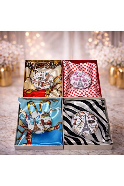 Set 4 Pachete Elegance pentru femei, cu esarfa eleganta si oglinda, in cutie cadou
