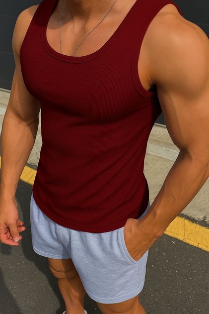 Men's Sports Singlet - Cotton Flexible Sports Cut White