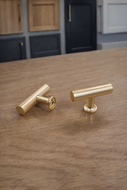 (2 Pcs) 4122-5cm Long Button Handle Matte Gold Single Hole Drawer Tv Unit Console Dresser Furniture Handle