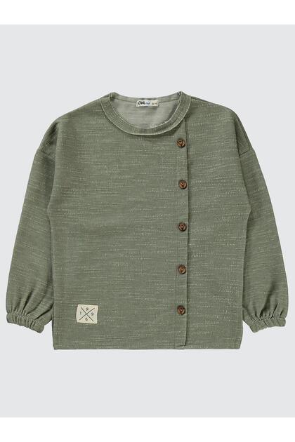 Civil Boy's 1996 Embroidered Ornamental Buttoned Sweatshirt | Jakar/Petek | School Nursery and Daily Use - Khaki