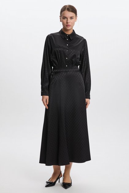 Monogram Desenli Siyah Etek 0174