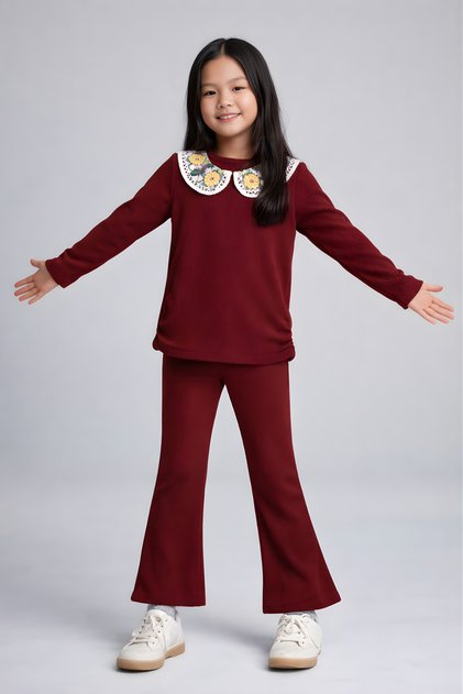 Girl's Suit Lace Detailed Collar 2-5 Years Old