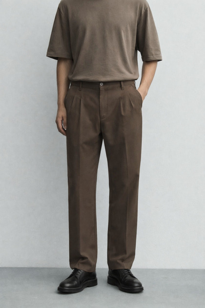 Baggy Fit, Summer-Spring, Stretchy-Draping, Pleat Detail, Wide Fabric Pants Asp01