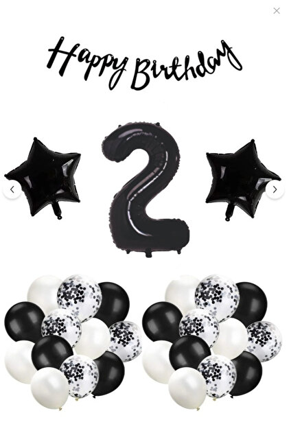 1 Year Old Black and White Birthday Balloon Set – Happy Birthday & Number Balloon
