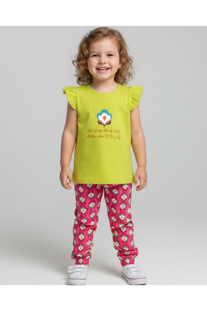 Girl's Viscos Tirel Tirel Tights with Tt-Shirt 2-3-4-5-6 Years Old Summer Bottom Top Set