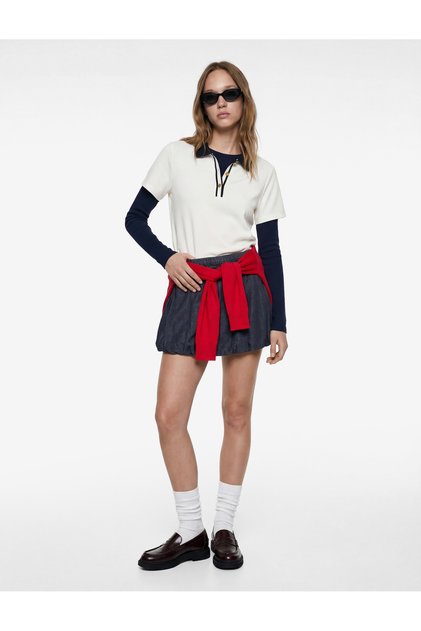 Tricou cu guler polo din bumbac, cu mânecă scurtă, cu nasturi, amestec modal cu vipușcă